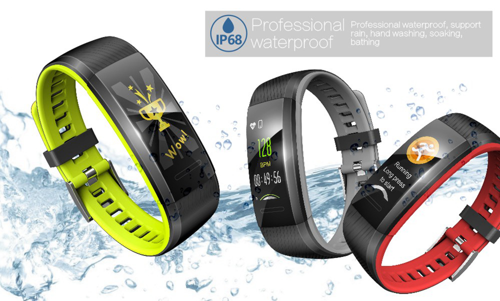 Makibes SR1 Smart Bracelet 0.96 Inch LCD Screen Heart Rate Sleep Monitor IP68 Waterproof Band Support Strava - Gray