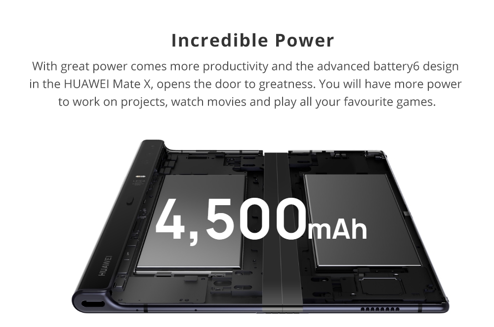 HUAWEI Mate X 8.0 Inch Flexible Foldable screen 5G LTE Smartphone Kirin 980 8GB 512GB 48.0MP+16.0MP+8.0MP Triple Rear Cameras Android 9.0 NFC Type-C - Blue