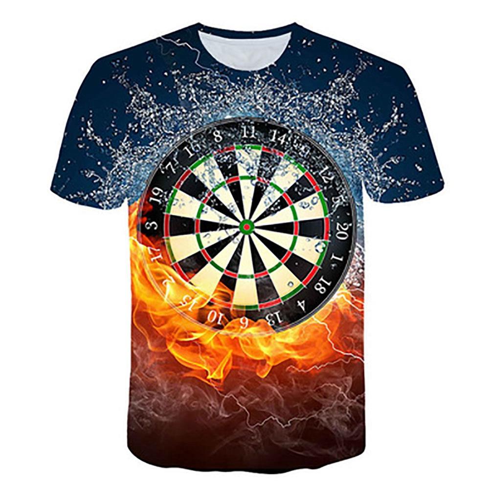 TX24 Men 3D Printed T-shirt Sports Casual Short Sleeve Round Neck Tops Size L - Blue