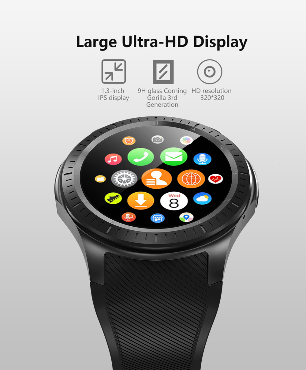 Makibes AT06 4G Smartwatch Phone Android 6.1 MTK6739 Quad Core 1GB RAM 16GB ROM 1.3 Inch IPS Screen IP68 GPS Heart Rate Monitor - Black