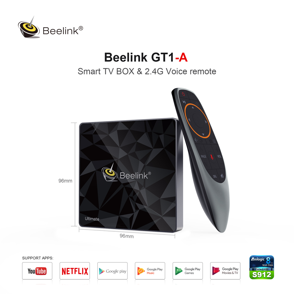 Beelink GT1-A ATV Version Amlogic S912 Android 7.1 DDR3 3GB 32GB eMMC 4K TV BOX with Voice Remote Dual Band WiFi