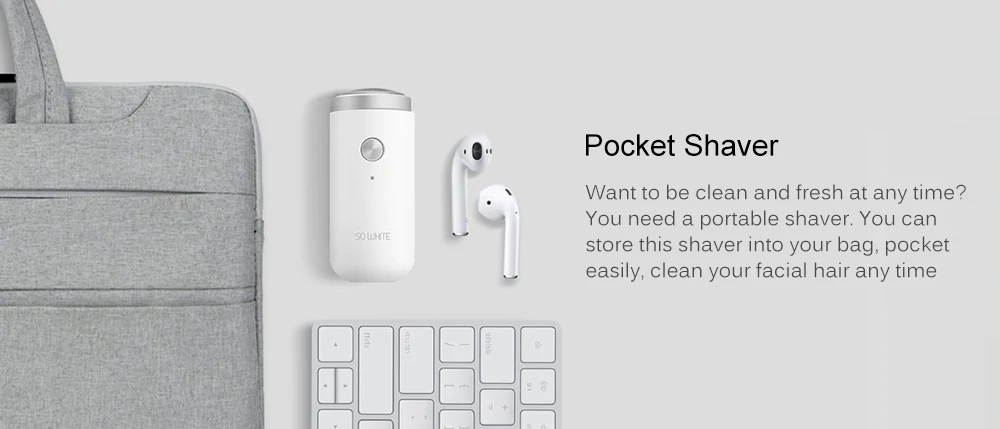 Xiaomi SO WHITE ED1 Mini Electric Shaver 90 Minutes Standby Time Type-C Charging - White