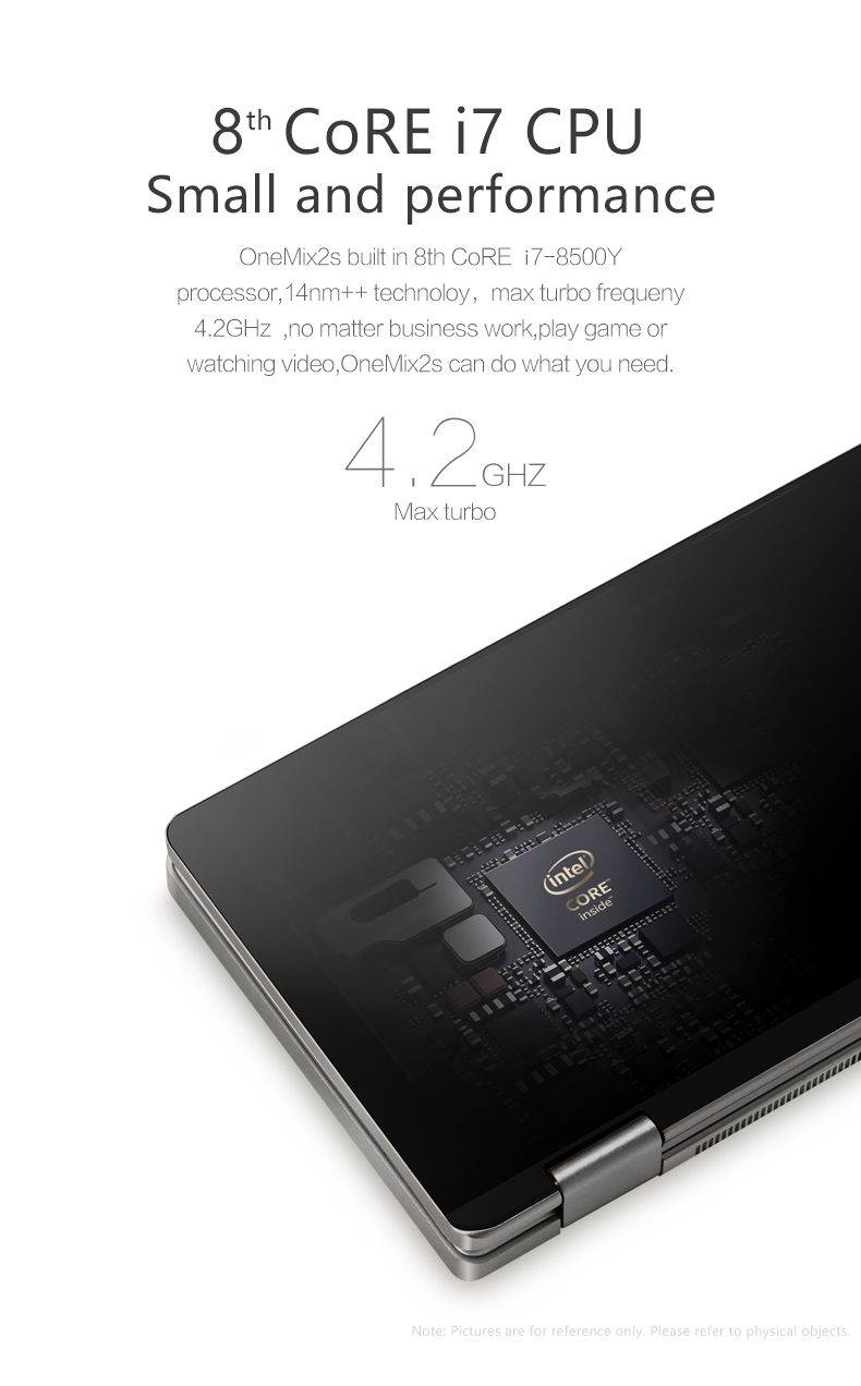 One Netbook One Mix 2S Yoga Pocket Laptop Intel Core i7-8500Y Dual-Core Touch ID 7" IPS Screen 1920*1200 Windows 10 8GB RAM 512GB PCI-E SSD - Platinum