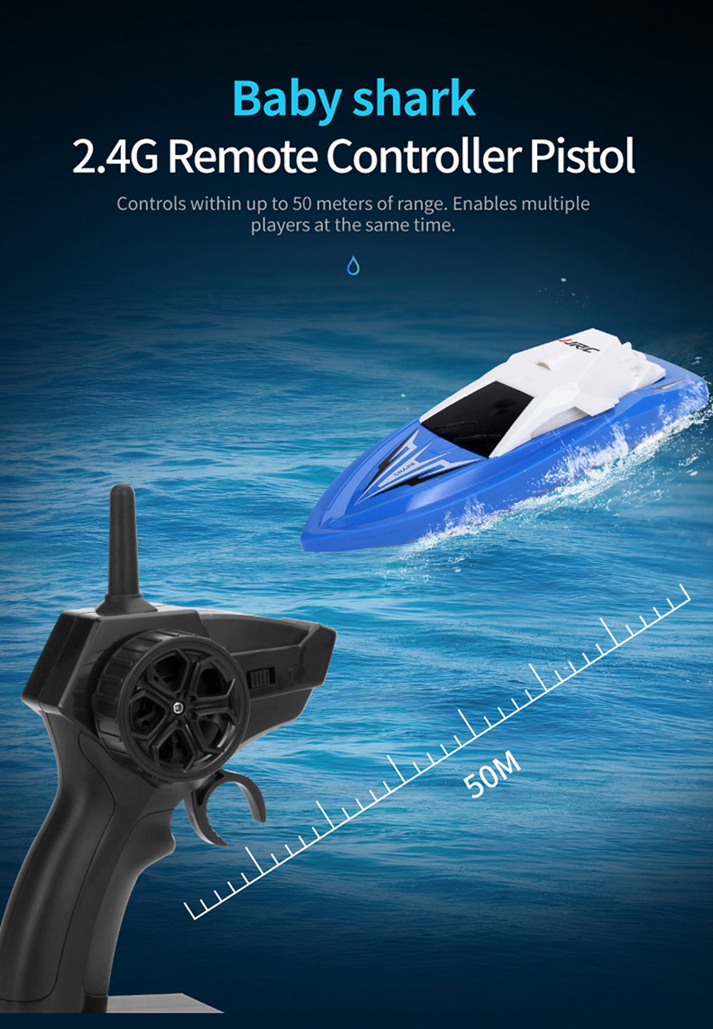 JJRC S5 Baby Shark 1/47 2.4G Wateryproof Two Built-in Motors Racing Boat RTR - Red