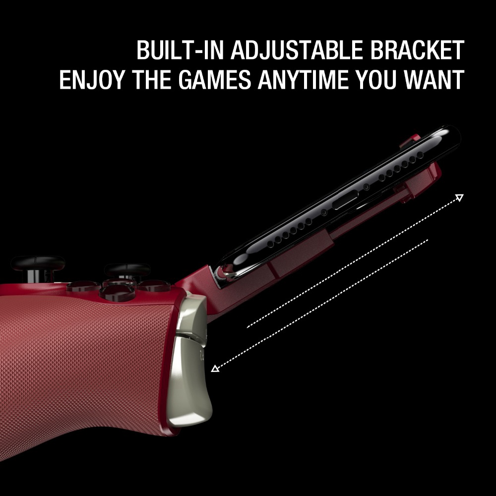 GameSir M2 MFi Bluetooth Gamepad Wireless Game Controller for iOS iPhone iPod Mac Apple TV with Bracket - Red