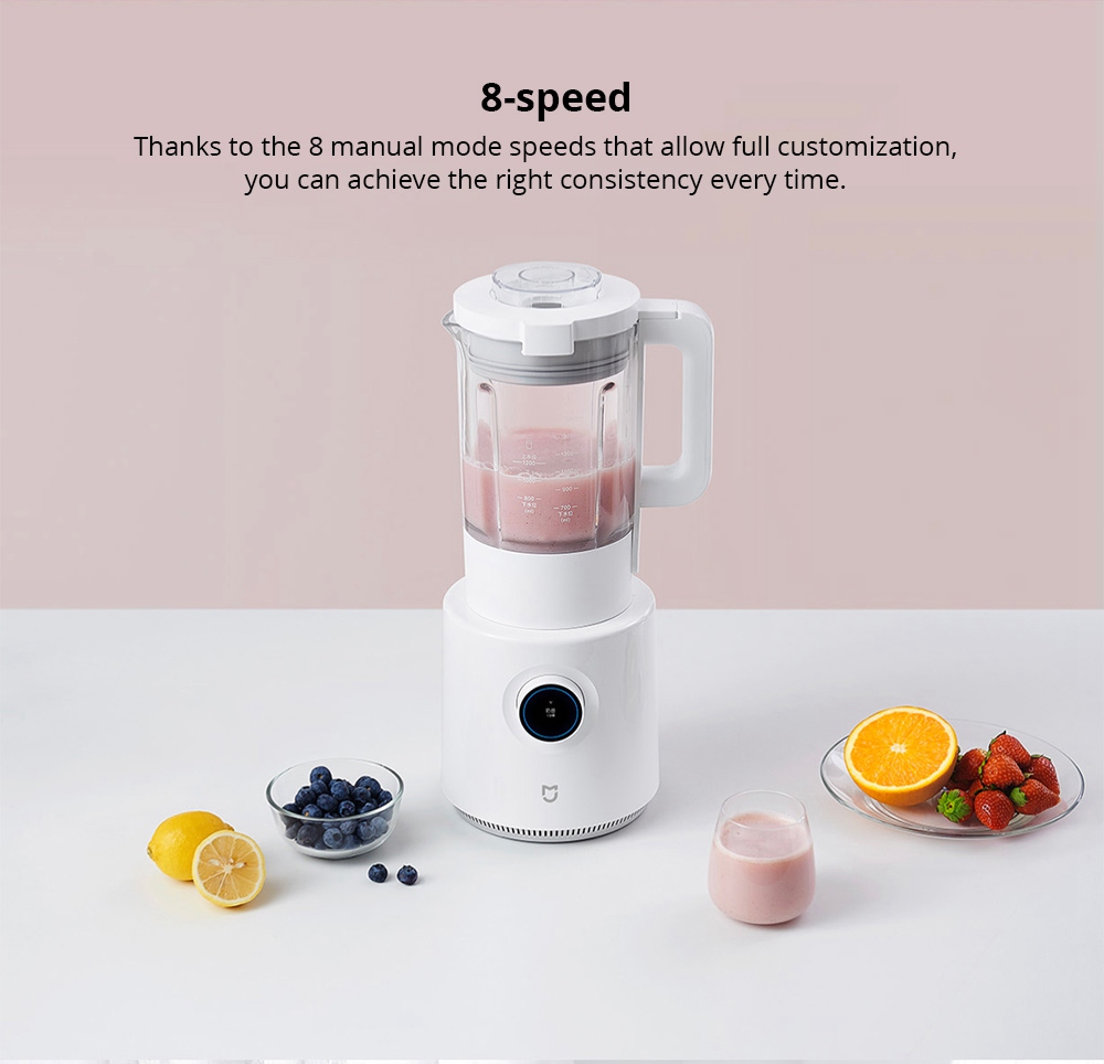 Xiaomi Mijia 8-speed Blender 1000W Motor 24 Hours Pre-set OLED Rotate Screen - White