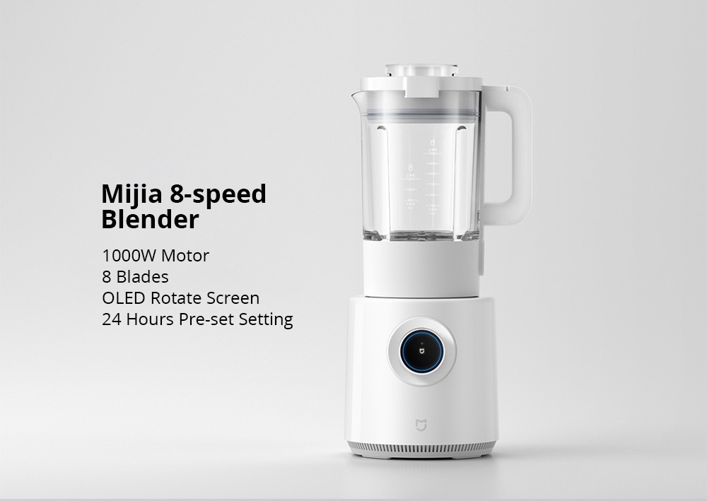 Xiaomi Mijia 8-speed Blender 1000W Motor 24 Hours Pre-set OLED Rotate Screen - White