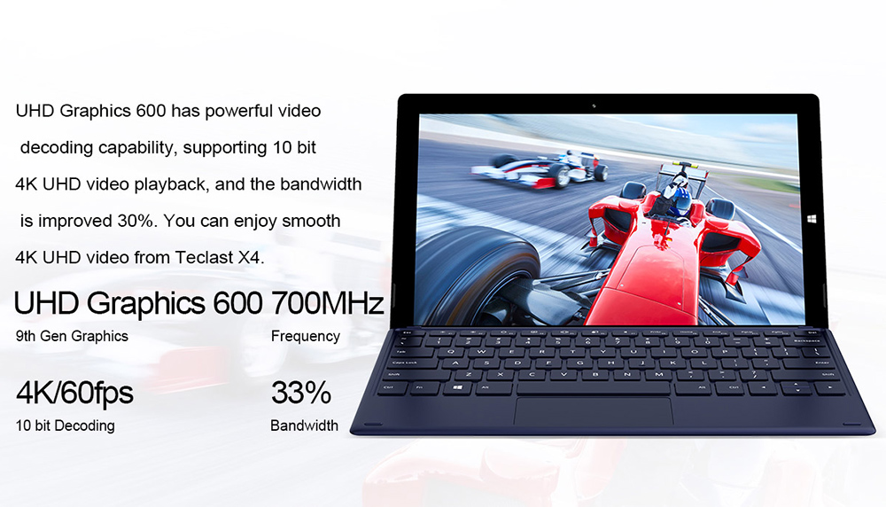Teclast X4 Tablet PC Intel Celeron N4100 Quad Core 11.6" IPS 1920*1080 8GB RAM 128GB SSD Windows 10 - Grey
