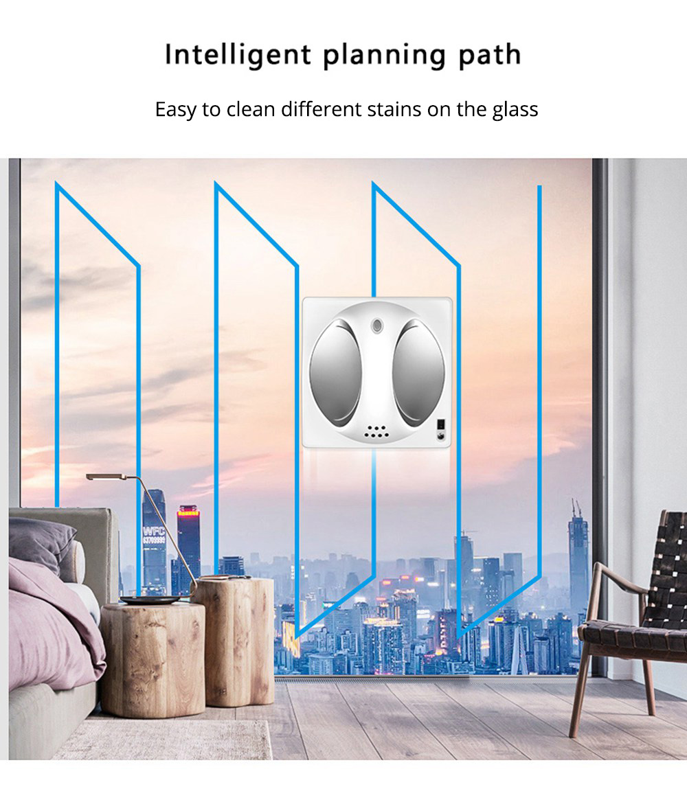 WS - 960 Smart Robotic Window Cleaner Three Cleaning Modes 2800 Pa 30 Minutes - White