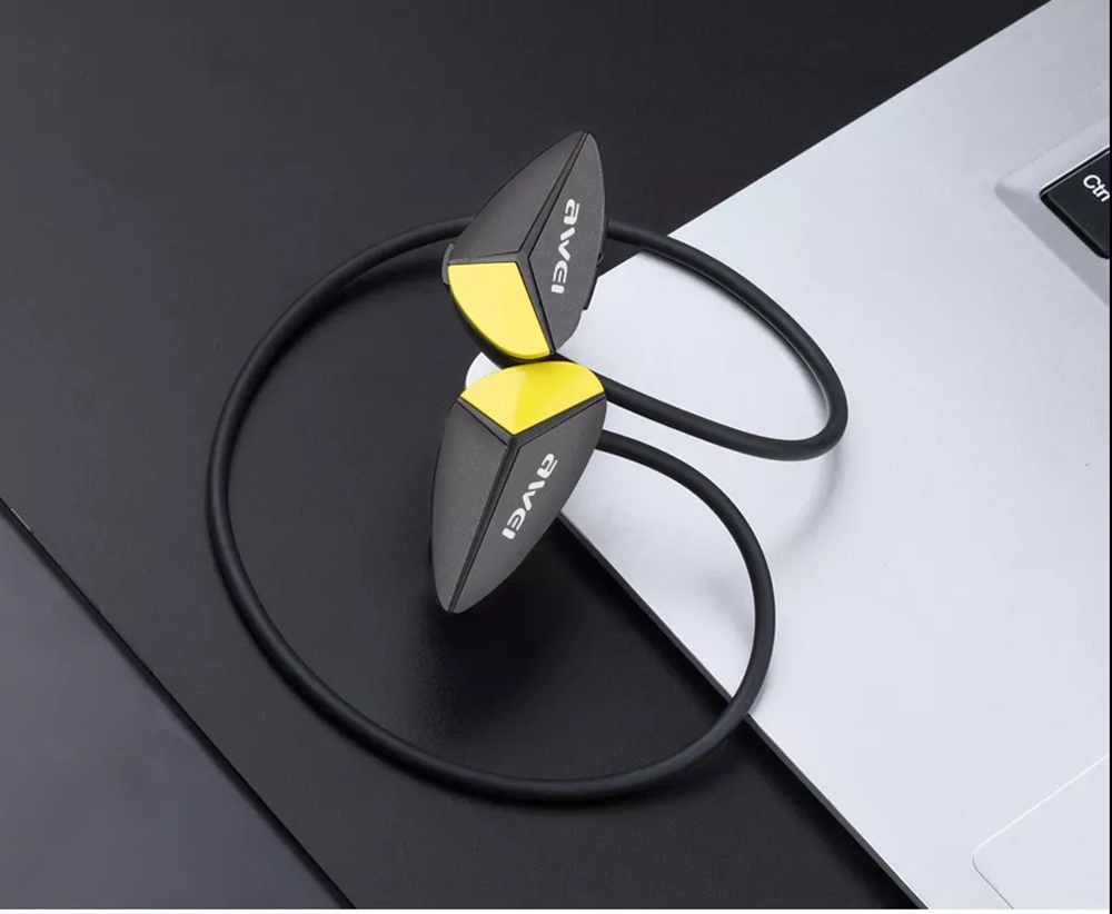 AWEI A887BL Waterproof CSR Bluetooth V4.1 Rear Earphone Stereo HiFi 100 mAh - Black