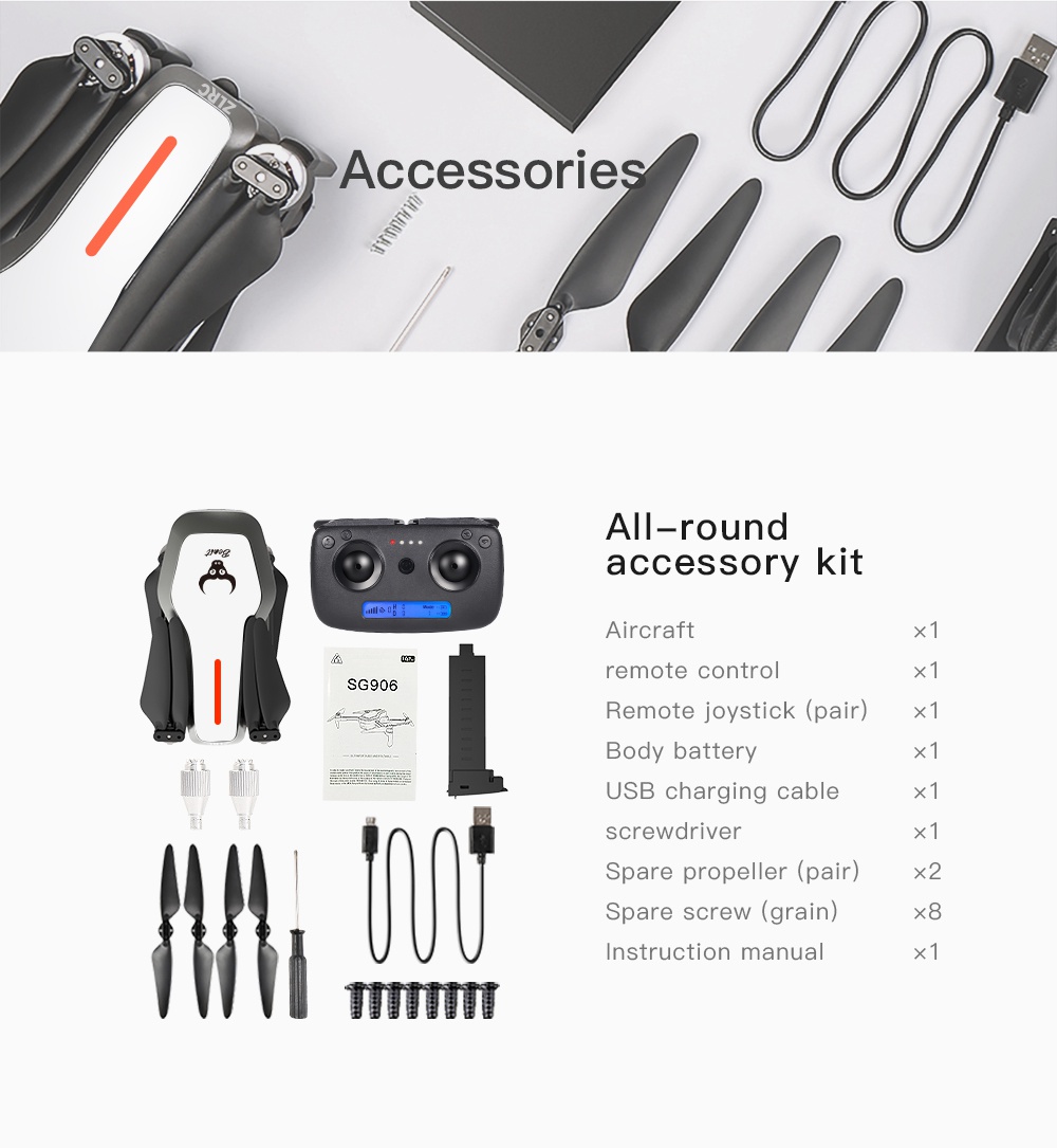 ZLRC SG906 Beast 4K 5G WIFI FPV Foldable RC Drone Quadcopter With Dual GPS Optical Flow Positioning RTF - White