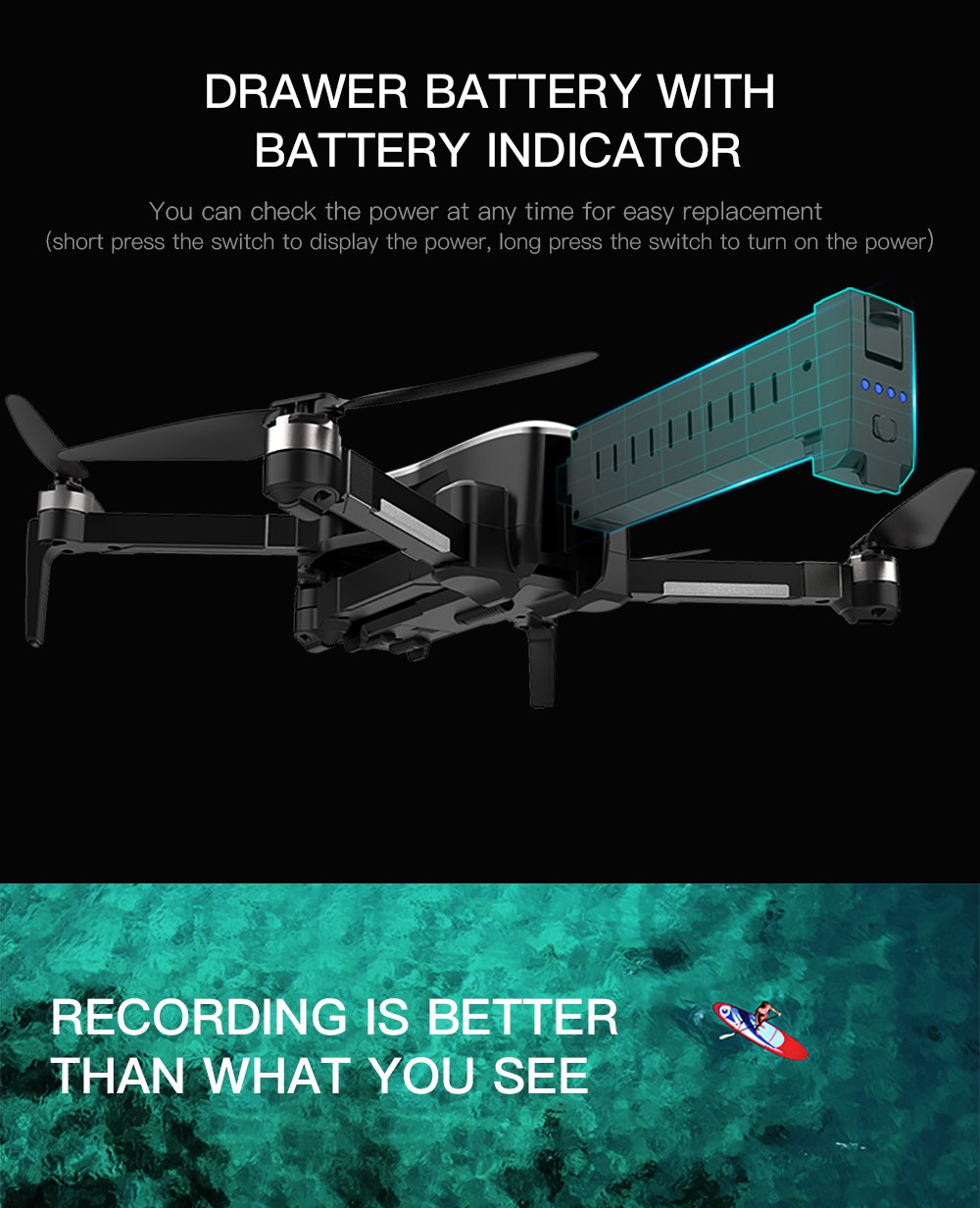 ZLRC SG906 Beast 4K Dual GPS 5G WiFi FPV Foldable RC Drone Optical Flow Positioning RTF Black - Three Battery