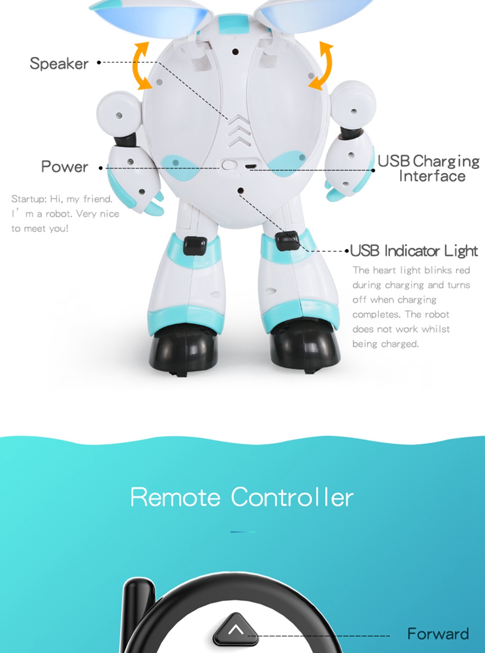JJRC R14 KAQI-YOYO 2.4G Intelligent Programming RC Robot for Early Education - Orange