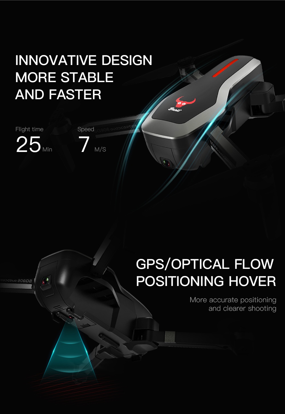 ZLRC SG906 Beast 1080P 5G WiFi FPV Foldable RC Drone Dual GPS Optical Flow Positioning RTF - Black
