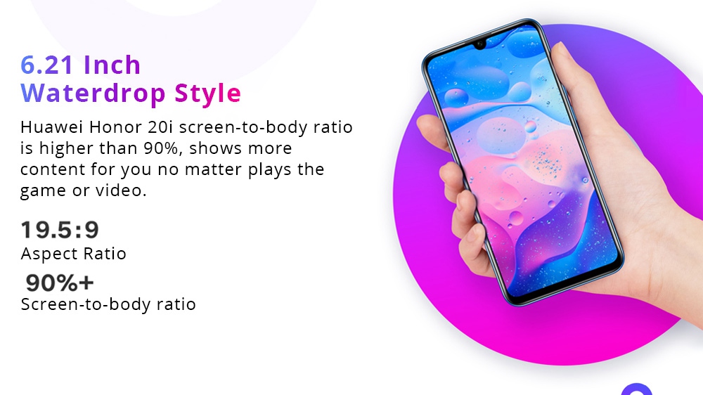 Huawei Honor 20i 6.21 Inch 4G LTE Smartphone Kirin 710 4GB 128GB 24.0MP + 8.0MP + 2.0MP Triple Rear Cameras Android 9 Touch ID - Red