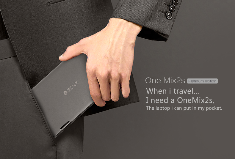 One Netbook One Mix 2S Yoga Pocket Laptop Intel Core i7-8500Y Dual-Core Touch ID 7" IPS Screen 1920*1200 Windows 10 8GB RAM 512GB PCI-E SSD - Platinum