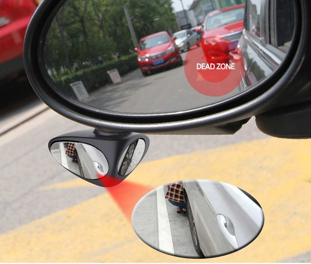 Car Blind Spot Rear View Mirrors 360 Degree Rotate Wide Angle Reversing Auxiliary Double Side Mirror - Left