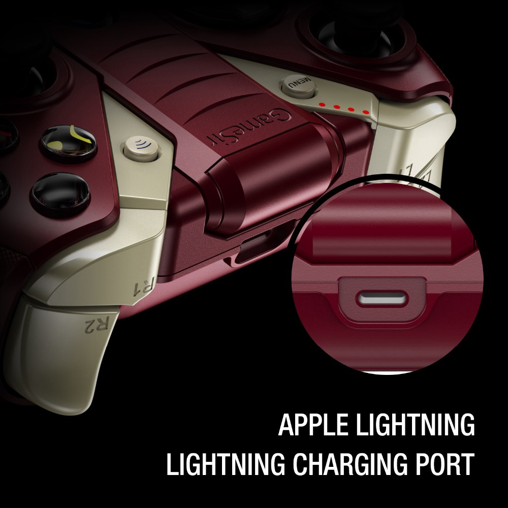 GameSir M2 MFi Bluetooth Gamepad Wireless Game Controller for iOS iPhone iPod Mac Apple TV with Bracket - Red