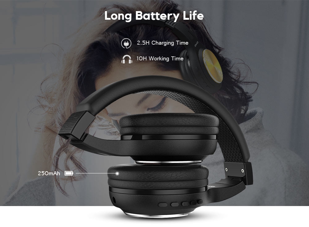 AWEI A600BL Foldable HiFi Wireless Bluetooth Headphone Bass Stereo Headset - Black
