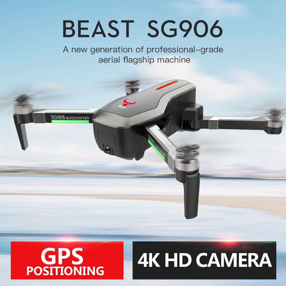 ZLRC SG906 Beast 4K Dual GPS 5G WiFi FPV Foldable RC Drone Optical Flow Positioning RTF Black - Three Battery