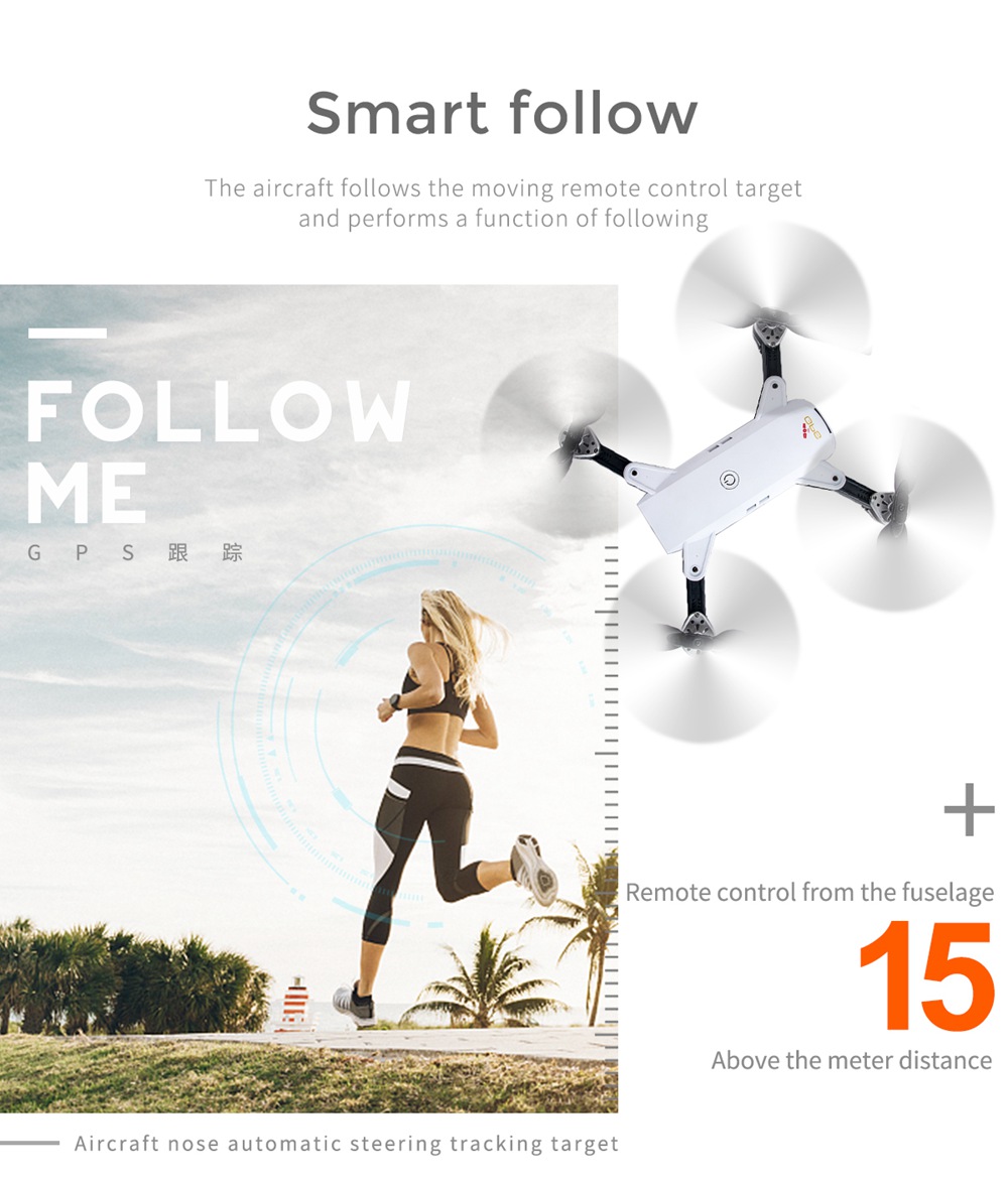 JDRC JD-20 GPS 5G WIFI RC Quadcopter Drone With 1080P Wide-angle Camera Follow Me Mode RTF - Two Batteries Version