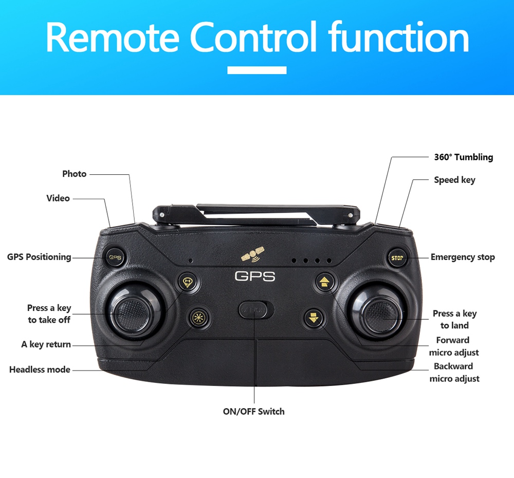 JDRC JD-20 GPS 5G WIFI RC Quadcopter Drone With 1080P Wide-angle Camera Follow Me Mode RTF - Two Batteries Version