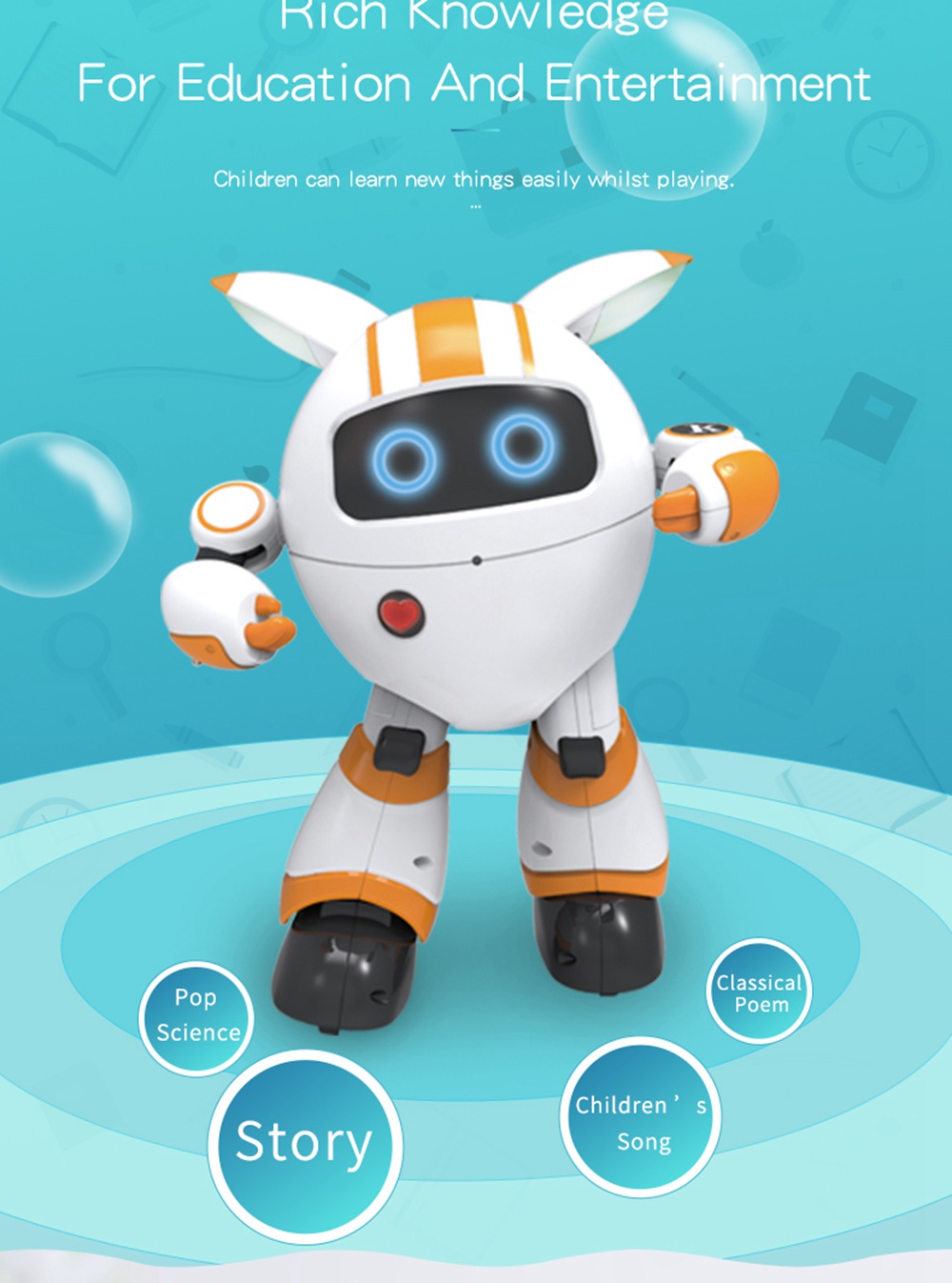 JJRC R14 KAQI-YOYO 2.4G Intelligent Programming RC Robot for Early Education - Orange