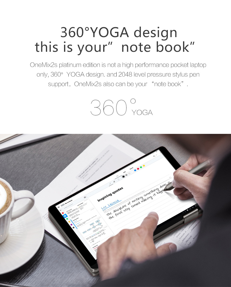 One Netbook One Mix 2S Yoga Pocket Laptop Intel Core i7-8500Y Dual-Core Touch ID 7" IPS Screen 1920*1200 Windows 10 8GB RAM 512GB PCI-E SSD - Platinum