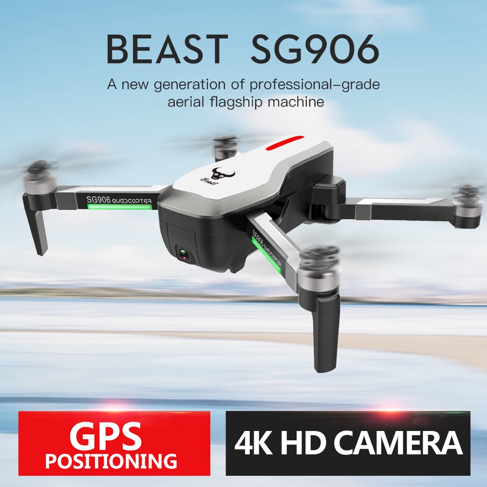 ZLRC SG906 Beast 4K Dual GPS 5G WiFi FPV Foldable RC Drone Optical Flow Positioning RTF White Three Battery