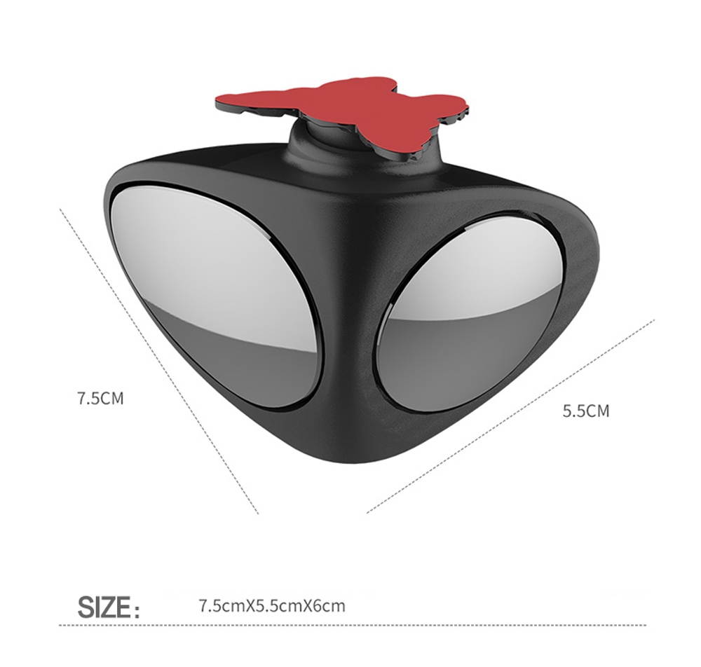 Car Blind Spot Rear View Mirrors 360 Degree Rotate Wide Angle Reversing Auxiliary Double Side Mirror - Left