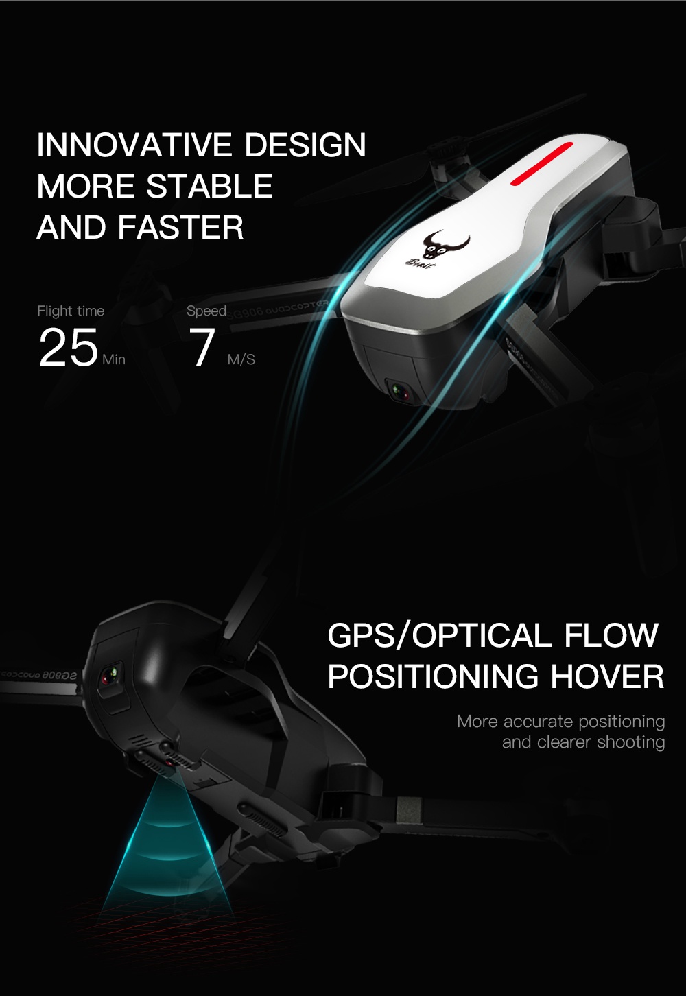 ZLRC SG906 Beast 4K Dual GPS 5G WiFi FPV Foldable RC Drone Optical Flow Positioning RTF White Three Battery