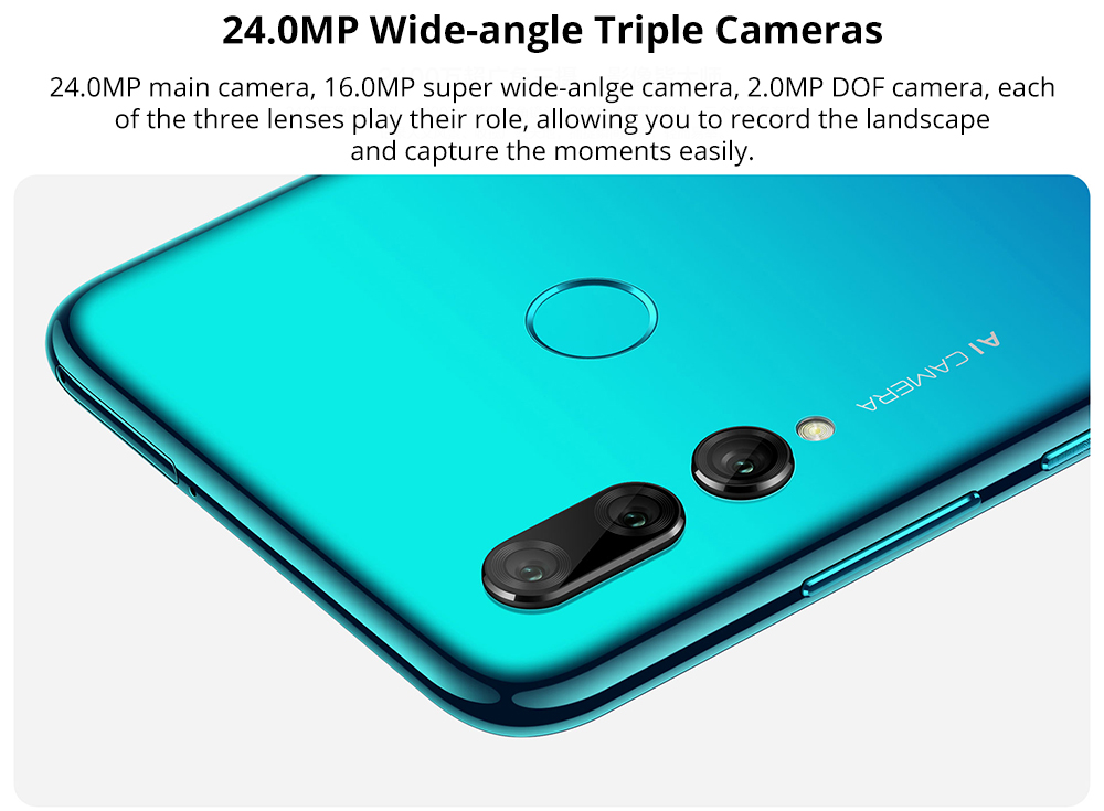 HUAWEI Enjoy 9S 6.21 Inch 4G LTE Smartphone Kirin 710 4GB 64GB 24.0MP + 16.0MP + 2.0MP Triple Rear Cameras Android 9.0 Touch ID - Blue