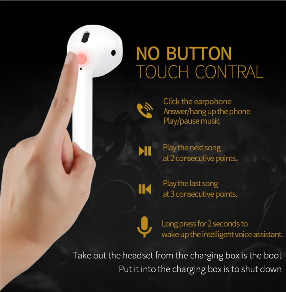 i18 TWS Bluetooth 5.0 Earbuds Touch Control About 4.5 Hours Working Time - Black