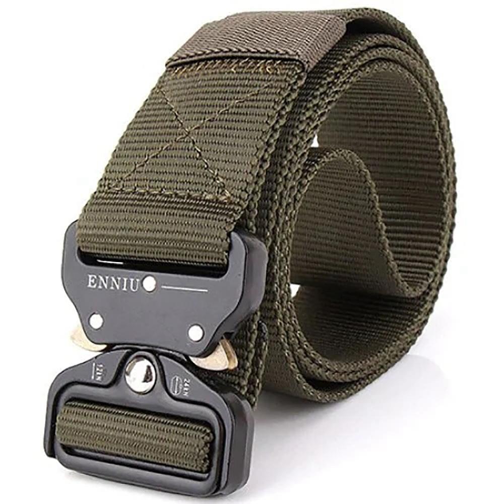 Men Outdoor Training Heavy-Duty Belt with Metal Buckle - Army Green