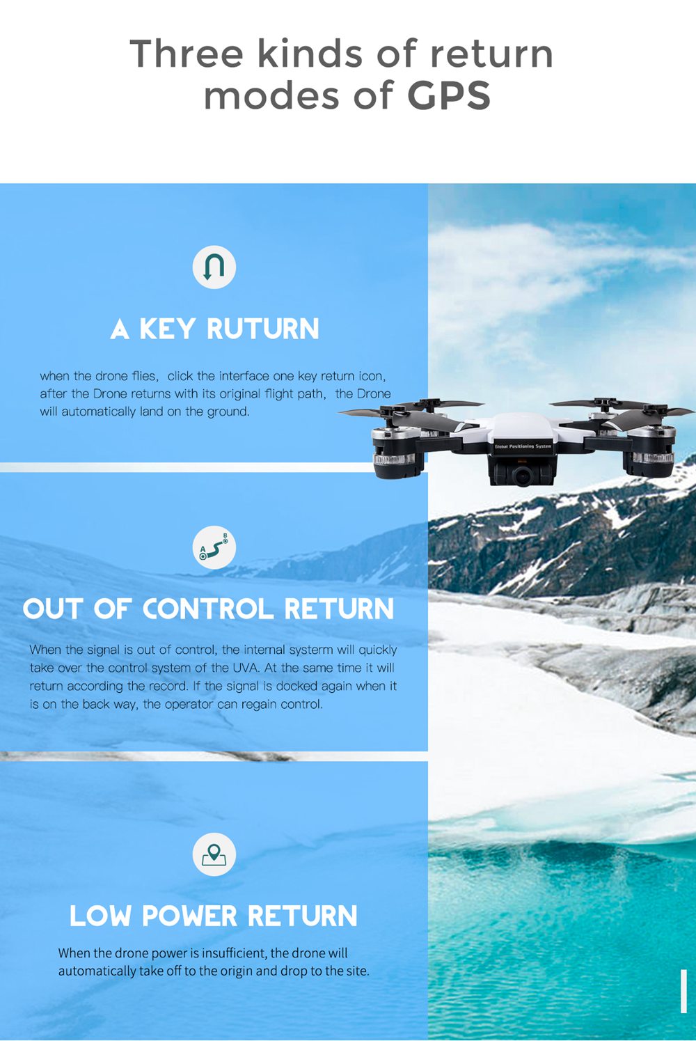 JDRC JD-20 GPS 5G WIFI RC Quadcopter Drone With 1080P Wide-angle Camera Follow Me Mode RTF - Two Batteries Version