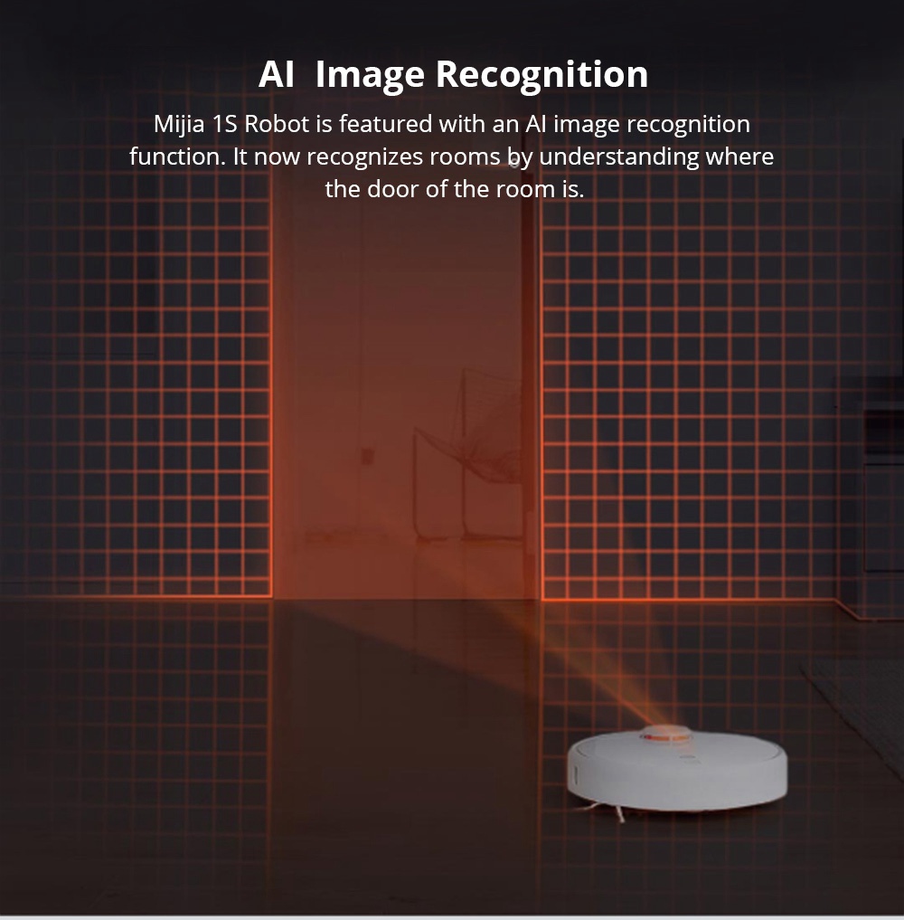 Xiaomi Mijia 1S Robot Vacuum Cleaner LDS + Visual Navigation 2000Pa Suction AI Image Recognition APP Zoned Cleaning Virtual Wall 5200mAh - White