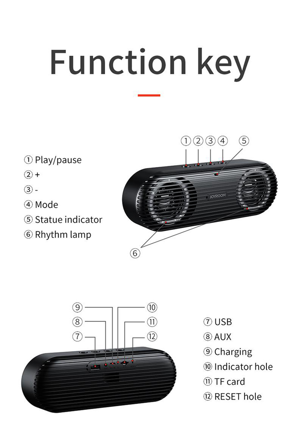 Joyroom JR-M01S Portable Bluetooth Speaker with 360 Degree Stereo Sound - Black