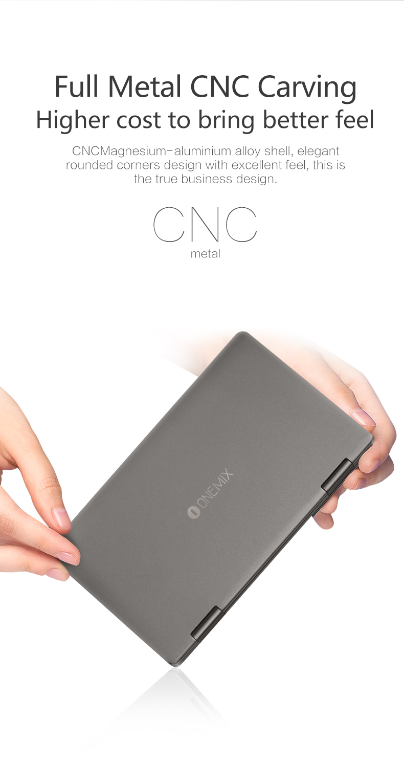 One Netbook One Mix 2S Yoga Pocket Laptop Intel Core i7-8500Y Dual-Core Touch ID 7" IPS Screen 1920*1200 Windows 10 8GB RAM 512GB PCI-E SSD - Platinum