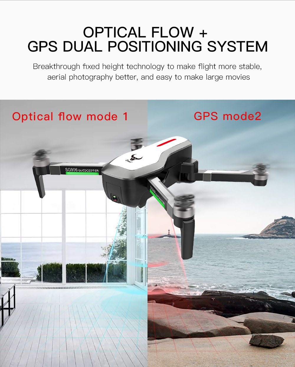 ZLRC SG906 Beast 4K Dual GPS 5G WiFi FPV Foldable RC Drone Optical Flow Positioning RTF White Three Battery