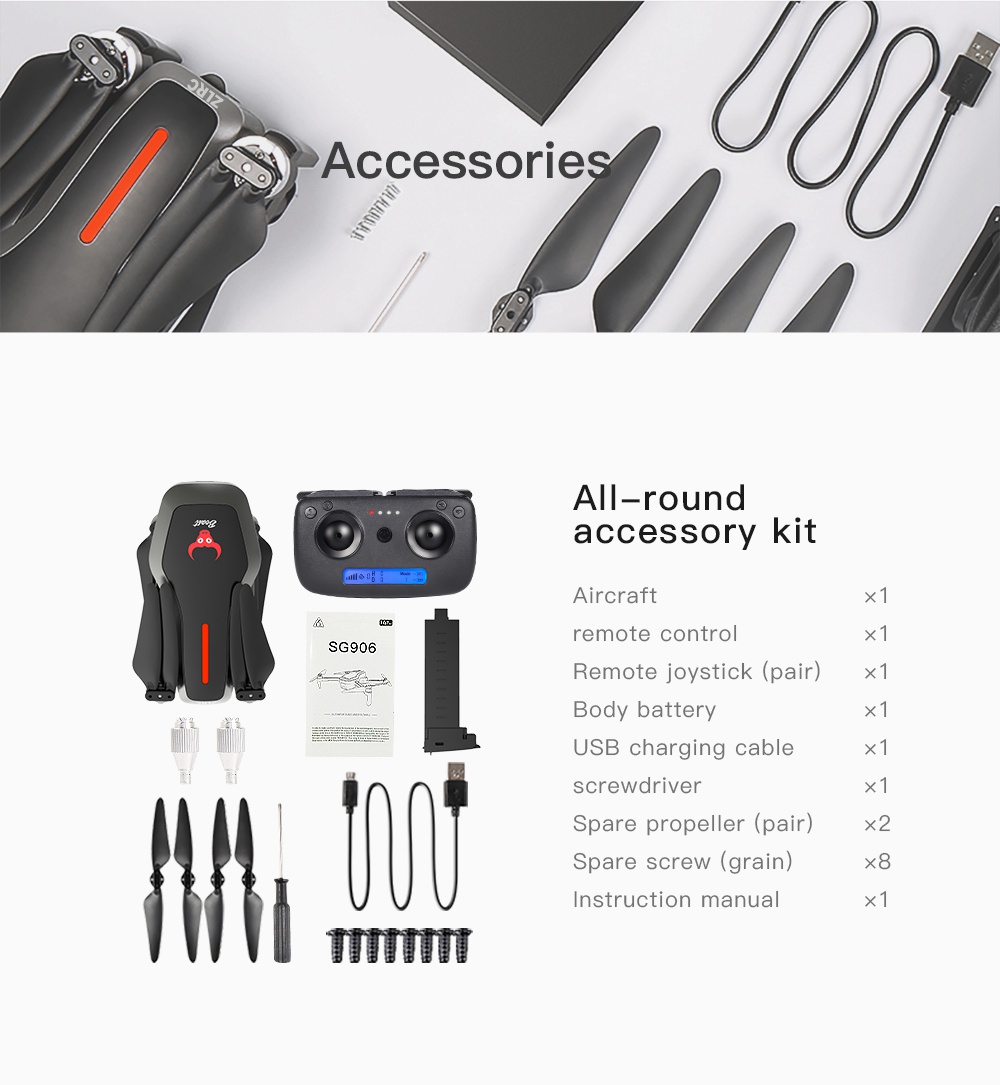 ZLRC SG906 Beast 4K Dual GPS 5G WiFi FPV Foldable RC Drone Optical Flow Positioning RTF Black - Three Battery