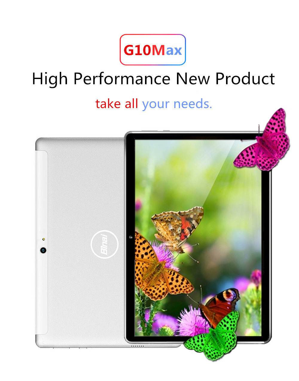 Binai G10Max 4G Phablet MTK6797X Deca Core 10.1" IPS 2.5K Screen 2560*1600 4GB RAM 64GB ROM Android 8.0 - Silver