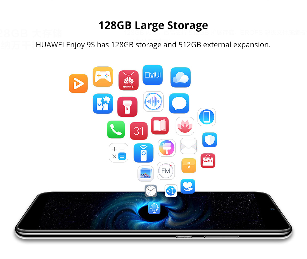 HUAWEI Enjoy 9S 6.21 Inch 4G LTE Smartphone Kirin 710 4GB 64GB 24.0MP + 16.0MP + 2.0MP Triple Rear Cameras Android 9.0 Touch ID - Black
