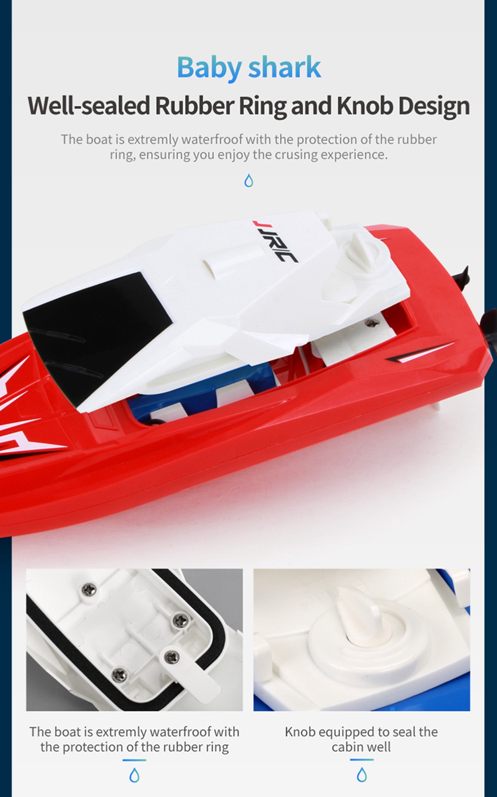 JJRC S5 Baby Shark 1/47 2.4G Wateryproof Two Built-in Motors Racing Boat RTR - Blue