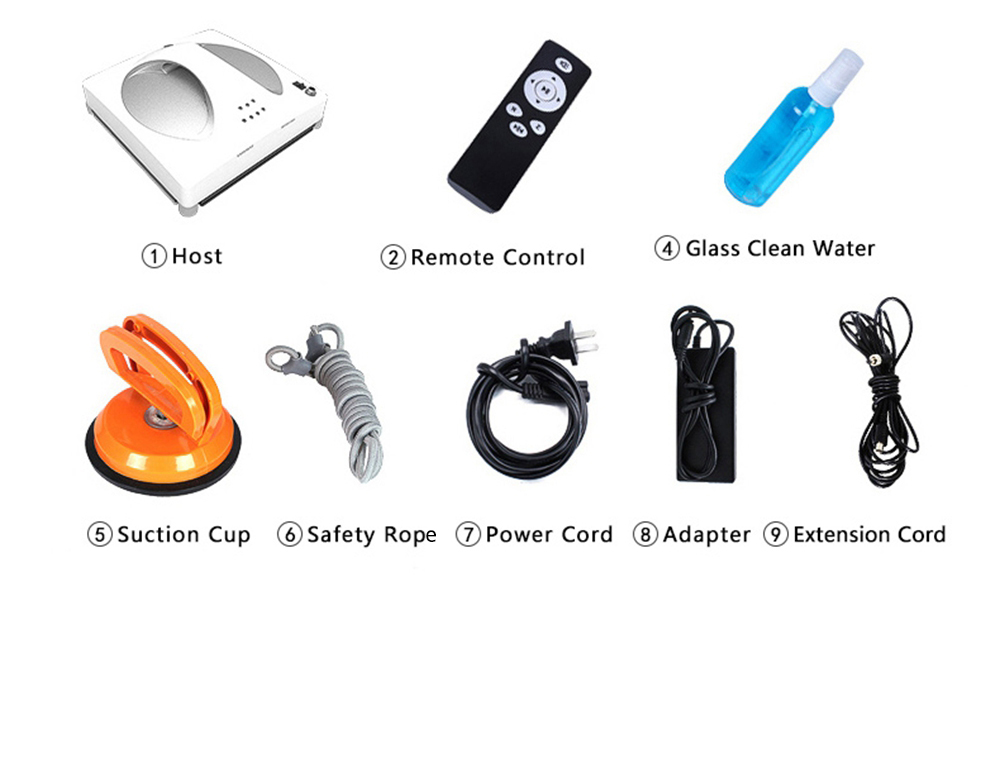 WS - 960 Smart Robotic Window Cleaner Three Cleaning Modes 2800 Pa 30 Minutes - White