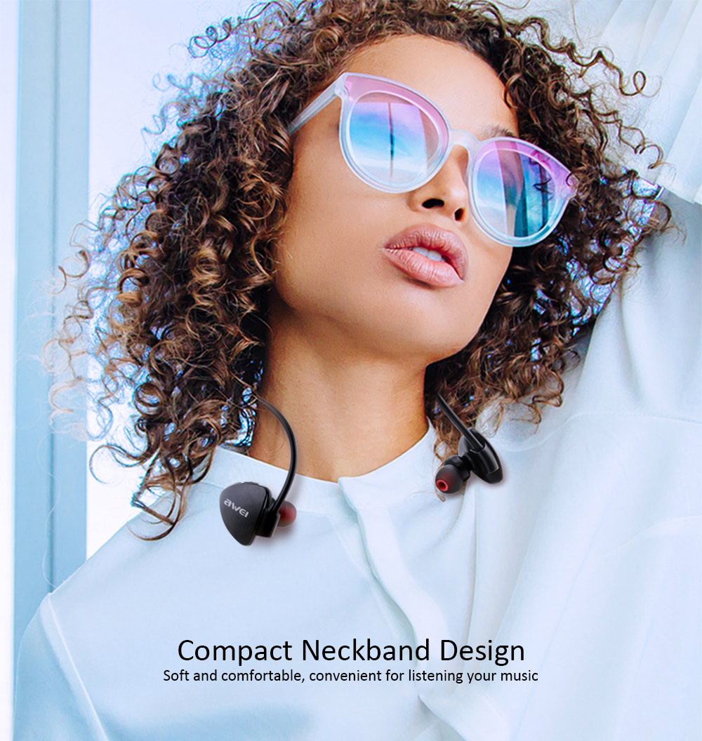 Awei A847BL Blutooth Earphones CVC 6.0 Noise Reduction IPX4 Water Resistant - Red