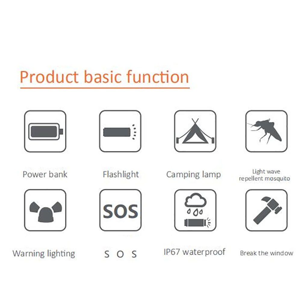 USB Rechargeable Waterproof Outdoor Flashlight Emergency Rescue Torch