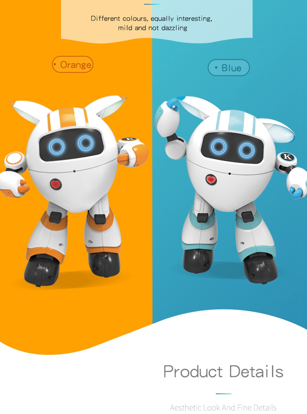 JJRC R14 KAQI-YOYO 2.4G Intelligent Programming RC Robot for Early Education - Orange