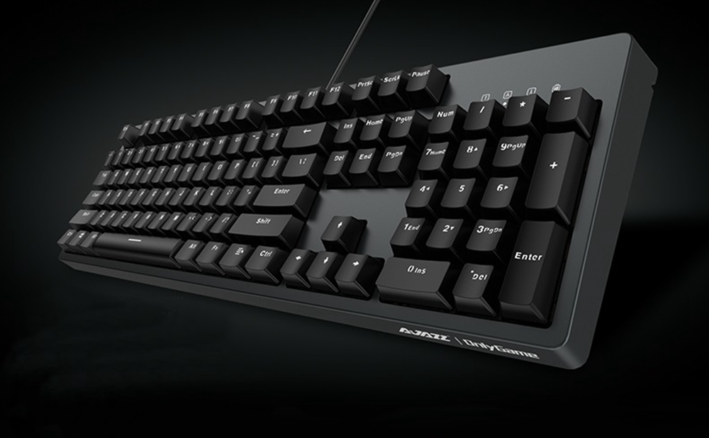 Ajazz AK535 USB Wired Mechanical Gaming Keyboard White Light CHERRY Blue Switch - Black