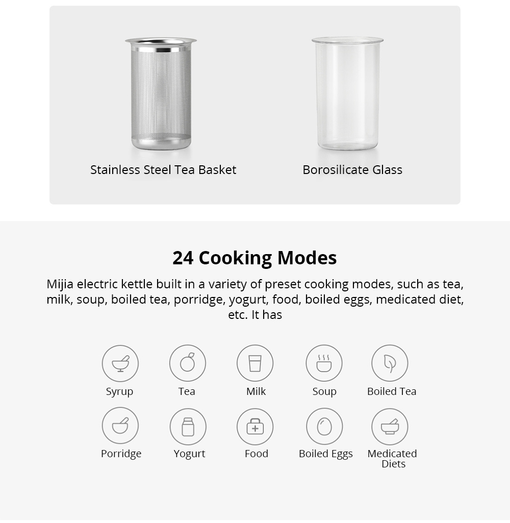 Xiaomi Mijia Multi-functional Electric Kettle 24 Cooking Modes APP Control OLED Screen 24 Hours Pre-set - White