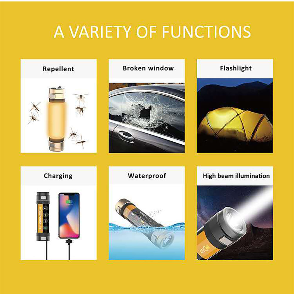 USB Rechargeable Waterproof Outdoor Flashlight Emergency Rescue Torch